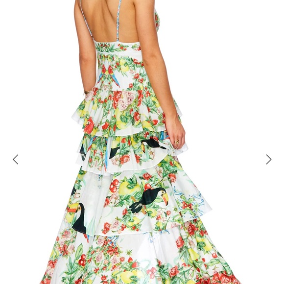 Camilla Green and White Asymmetrical High-Low Sundress - Picture 4 of 10